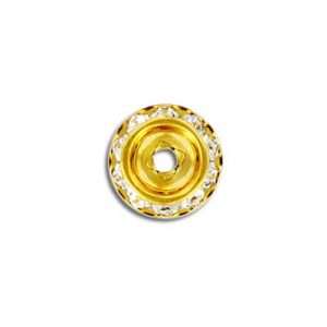 Swarovski rondelle biseautée, 13mm, crystal, plaqué or. Vendu en paquet de 12. (SKU# RRA1/13MB/101G)