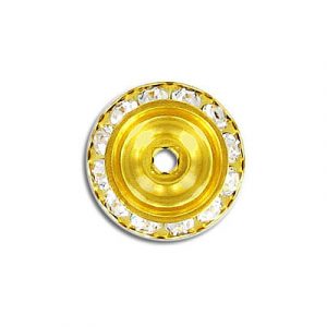 Swarovski rondelle biseautée, 18mm, crystal, plaqué or. Vendu en paquet de 12. (SKU# RRA1/18MB/101G)