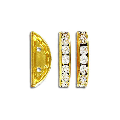 Swarovski rondelle demi-lune, 19x7mm, crystal, plaqué or. Vendu en paquet de 12. (SKU# RRA1/19X7/101G)