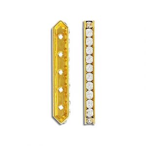 Swarovski 5-hole barre de rondelle, 29x5mm, crystal, plaqué or. Vendu en paquet de 12. (SKU# RRA1/29X5/101G)