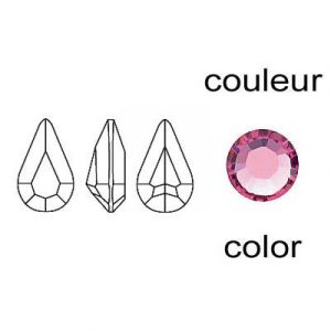 Crystal Swarovski 4300/2, Pear (TC) Fancy Stone. Rose color. 13x7mm size. (SKU# 43002/13X7/223) Sold per pack of 144