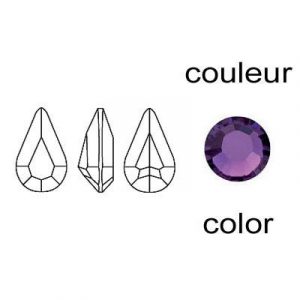 Crystal Swarovski 4300/2, Pear (TC) Fancy Stone. Amethyst color. 8x4mm size. (SKU# 43002/8X4/202) Sold per pack of 720