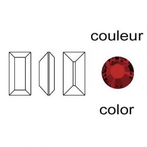 Crystal Swarovski 4501, Baguette Fancy Stone. Siam color. 7x3mm size. (SKU# 4501/7X3/225) Sold per pack of 720