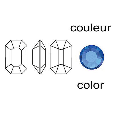 Crystal Swarovski 4600, Octagon Fancy Stone. Sapphire color. 8x4mm size. Vendu en paquet de 144. (SKU# 4600/8X4/224)