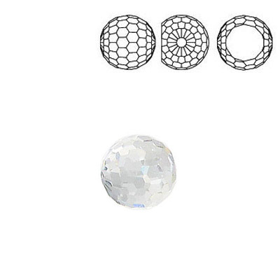 Crystal Swarovski 4861, Faceted Ball Fancy Stone. Crystal Comet Argent Light Z coating. 6mm size. (SKU# 4861/6MM/304) Sold per pack of 12