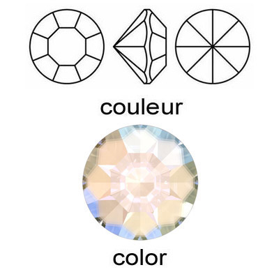 Crystal chaton brilliant, ss18 size, ab/crystal color. (SKU# CHBR/SS18/301). Sold per pack of 1440