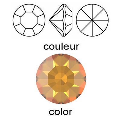 BULK - EN GROS! Preciosa machine cut chaton, Optima, foiled, pp26 size, topaz color. (SKU# CHMC/PP26/227). Sold per pack of 1440