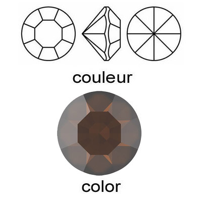 BULK - EN GROS! Preciosa machine cut chaton, Optima, ss19 size, smoked topaz color. (SKU# CHMC/SS19/226). Sold per pack of 1440