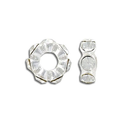 Rondelles en pierres du Rhin, 13mm, plaqué argent, lead/cad safe. Vendu en paquet de 12. (SKU# RR/13/101S)