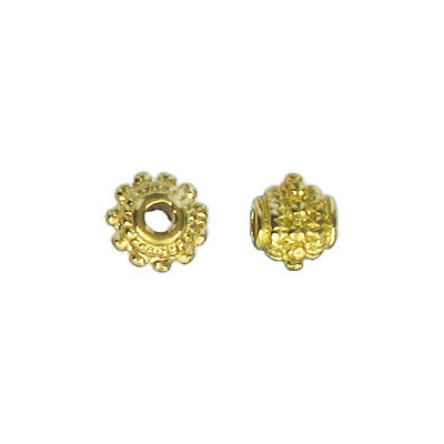 Billes en métal, 7mm x 6mm, taille du trou 2mm, plaqué or. Vendu en paquet de 100. (SKU# MB1108/GL)