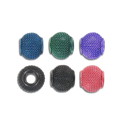 Billes en métal, perles de maille en acier, 12mm, 4mm taille du trou, mixed colors. Vendu en paquet de 50. (SKU# MB12MMSC/MIX)