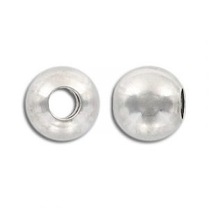 Metal beads, 12mm, hole size 4.8mm, silver plate. (SKU# MB12MM/SPL). Sold per pack of 50