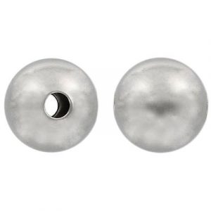 Billes en métal, rond, 18mm, 4.5mm taille du trou, imitation rhodium. Vendu en paquet de 12. (SKU# MB18MM/WH)
