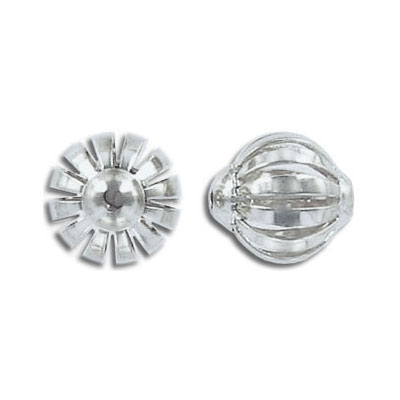 Metal beads, 12x11mm, brass, rhodium imitation. (SKU# MB302/12/WH). Sold per pack of 50