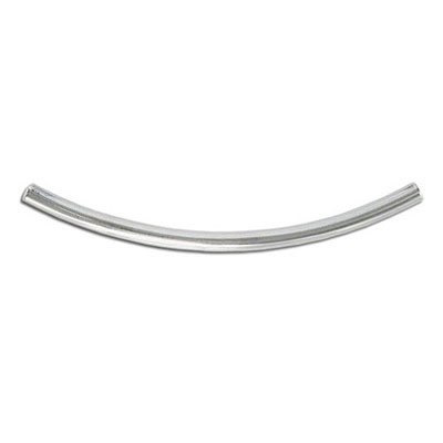 Billes en métal, tube incurvé, 3x60mm, imitation rhodium. Vendu en paquet de 100. (SKU# MB369B3X60/WH)