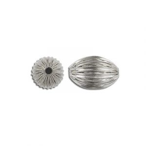Billes en métal, ovale, imitation rhodium. Vendu en paquet de 144. (SKU# MB3705/WH)
