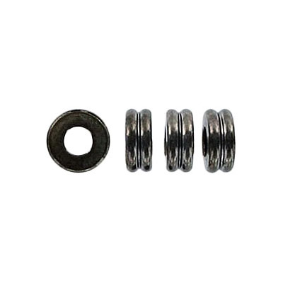Metal beads, 8mm, double ring, black nickel. (SKU# MB4123/BN). Sold per pack of 100