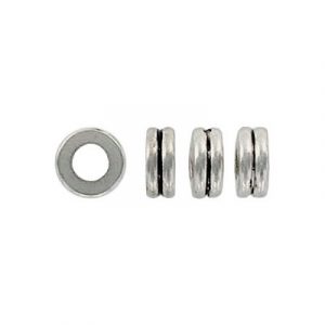 Billes en métal, 8mm, anneau double, argent antique. Vendu en paquet de 100. (SKU# MB4123/OXWH)