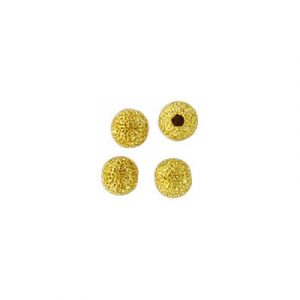 Billes en métal, 4mm, rond, givré, plaqué or. Vendu en paquet de 500. (SKU# MB4MMFR/GL)