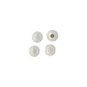 Billes en métal, 4mm, rond, givré, plaqué argent. Vendu en paquet de 100. (SKU# MB4MMFR/SPL)