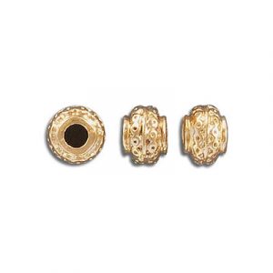 Billes en métal, 9mm, diamètre intérieur 3mm, plaqué couleur or. Vendu en paquet de 100. (SKU# MB618/GL)