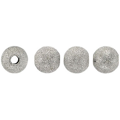 Metal beads, 8mm, round, frosted, nickel plated. (SKU# MB8MMFR/WH). Sold per pack of 100