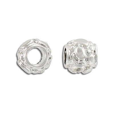 Metal beads, large hole, silver plate, lead/cad safe. (SKU# MBMP12/SPL). Sold per pack of 25