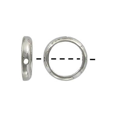 Metal beads, 12mm round, ring, nickel plated. (SKU# MBMX102/WH). Sold per pack of 50