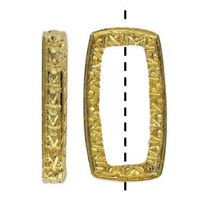 Metal beads, 13x25mm rectangle, ring, gold plated. (SKU# MBMX241/GL). Sold per pack of 50