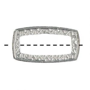 Metal beads, 13x25mm rectangle, ring, silver plated. (SKU# MBMX241/SPL). Sold per pack of 40