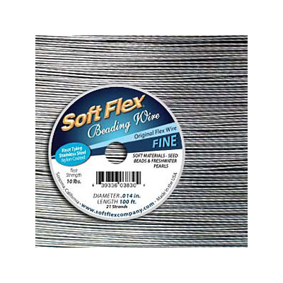 Soft Flex beading wire, 21 strands, .014 thickness, stainless steel, nylon  coated, 100 feet. (SKU# TT014SF21/100). Sold per pack of 1 spool(s). -  Frabels