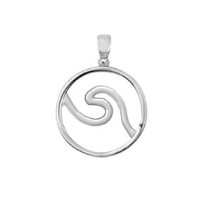 Sterling silver .925 pendant, 21x16mm, ocean wave. (SKU# MP7615/SSWH). Sold per pack of 4