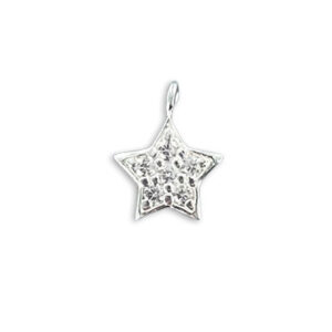 Pendentif en argent sterling .925, 8x6mm, breloque étoile, pavé de zircons cubiques. Vendu en paquet de 12. (SKU# MP7619/SSWH)