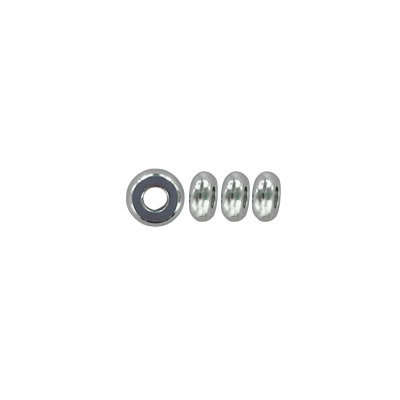 Metal beads, 5x2mm, rondelle, inside diameter 2mm, stainless steel. (SKU# MB5MMR/SS). Sold per pack of 100